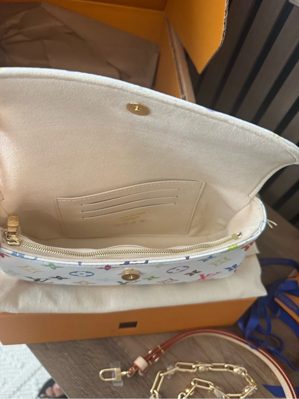 Louis Vuitton Murakami White Multicolor Monogram Wallet on Chain Ivy crossbody